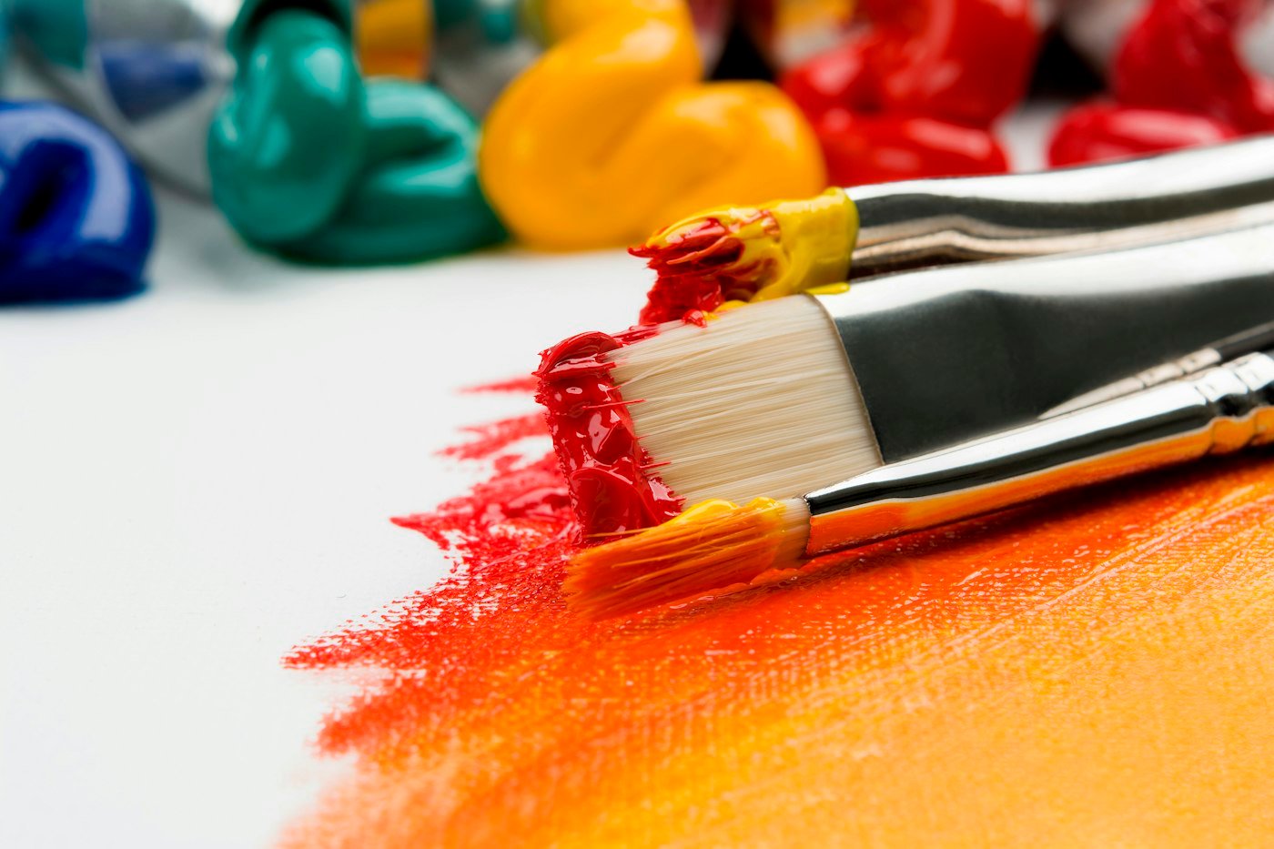 Paint brush with bright colours