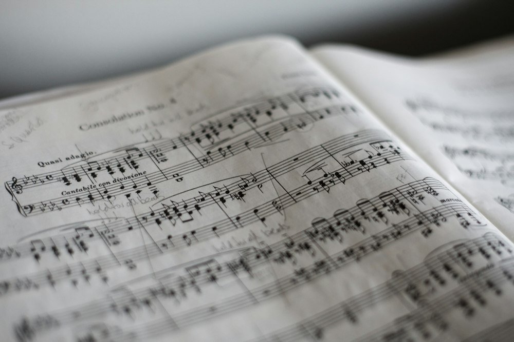Open book of sheet music